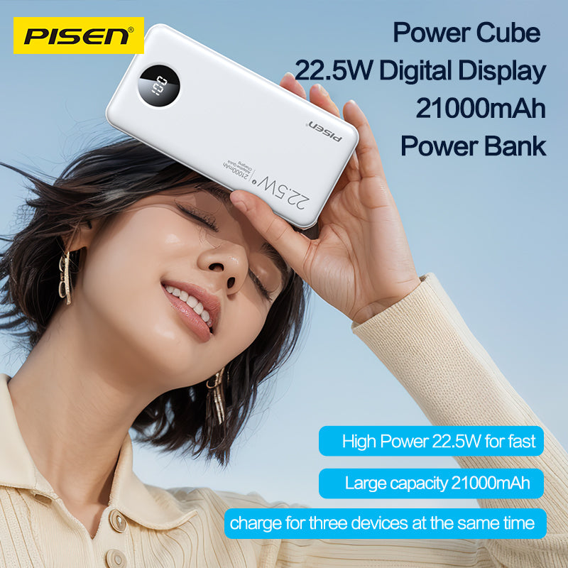 PISEN Round screen digital display charging treasure 22.5W 21000mAh international edition