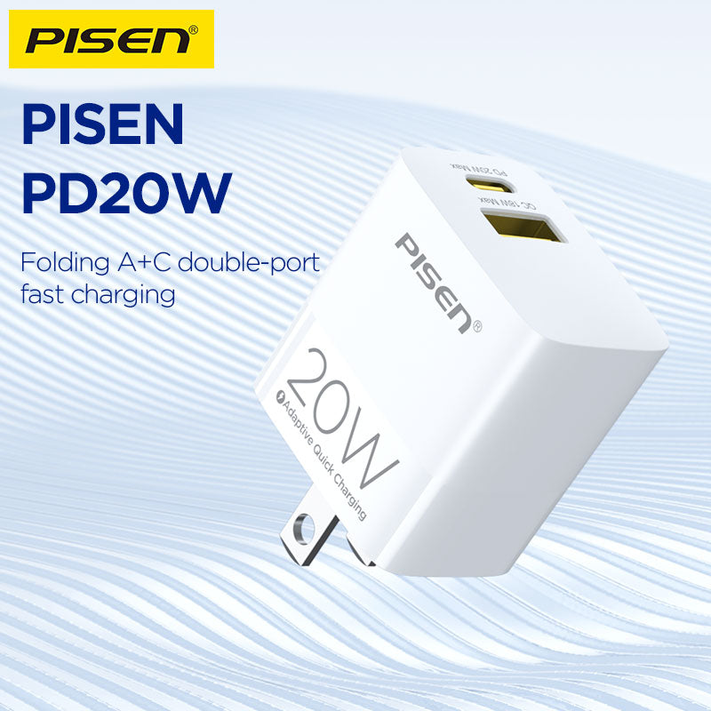PISEN PD20W Folding Fast Charger A+C Ports (US)