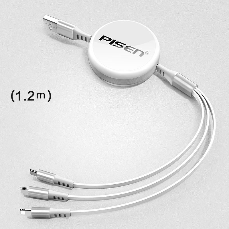 Pisen double-sided three-in-one transparent charging cable